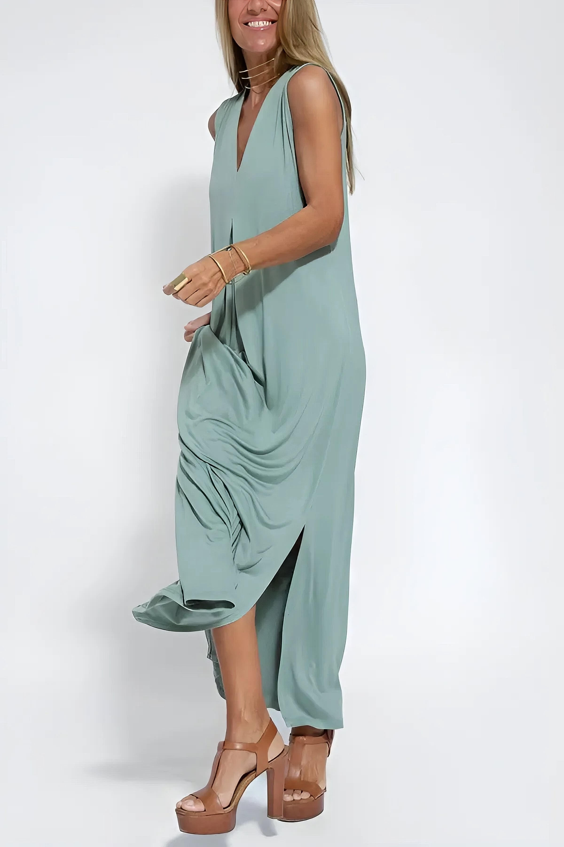 Charlotte | Plus Size Sleeveless Maxi Dress V-Neck Casual Elegant