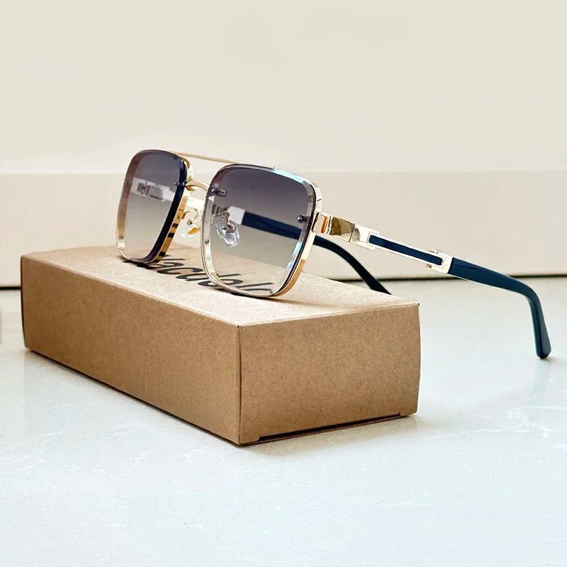 Sunglasses Retro Aviator Gold Titanium Frame Gradient