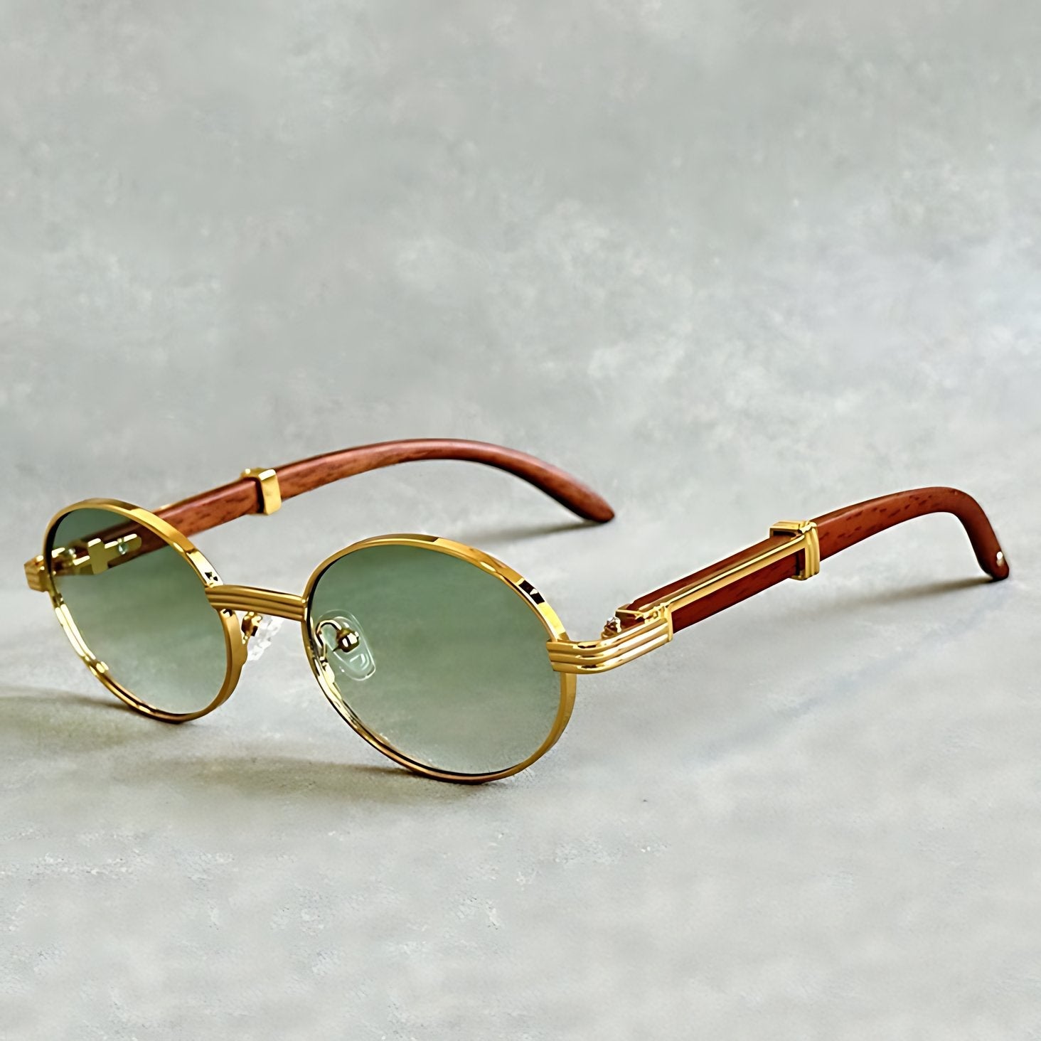 Sunglasses Round Gold Frame Designer UV400 Protection - Green Mastery