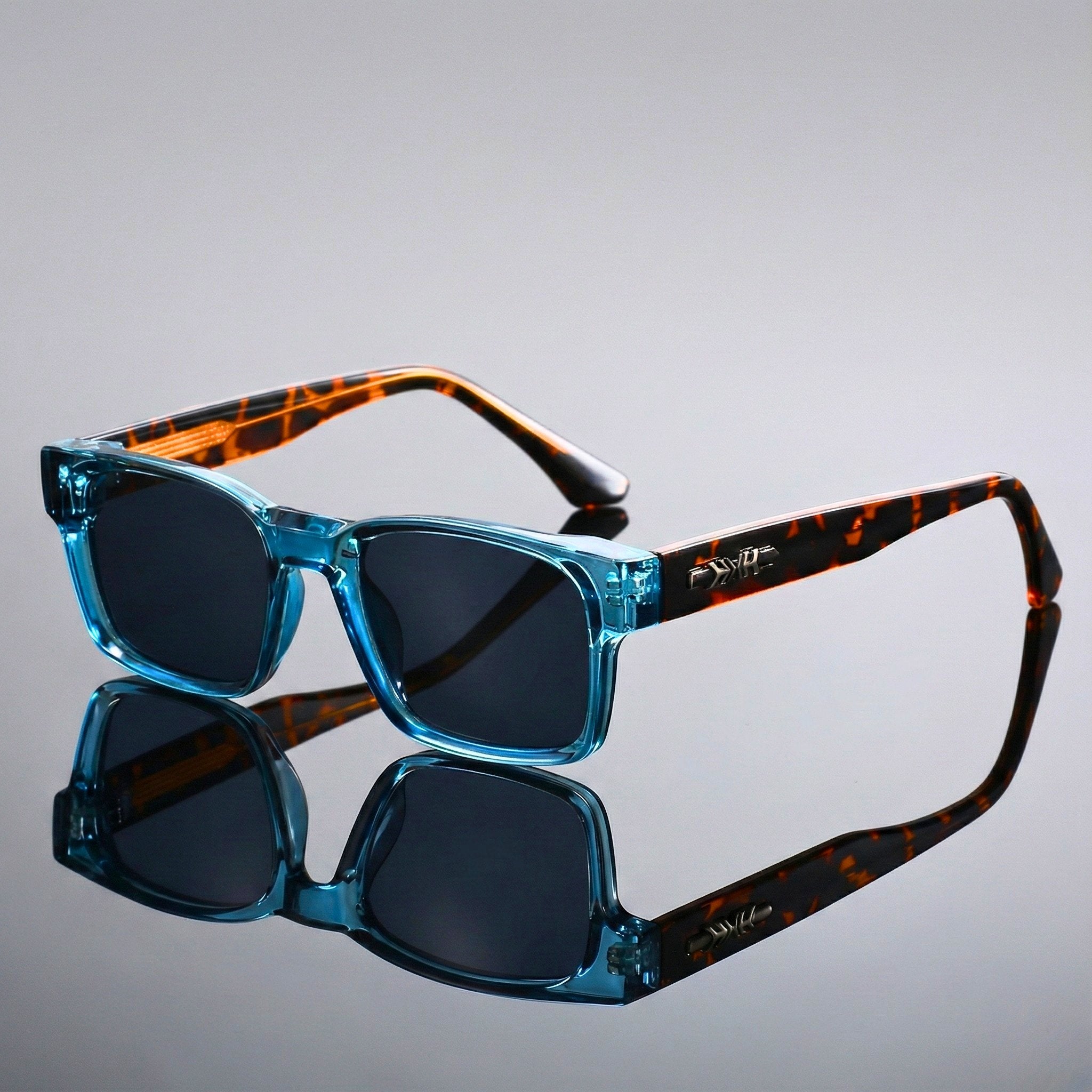 Sunglasses Square Tortoiseshell Acetate UV400 Protection - Blue Tortoise (Most Popular)