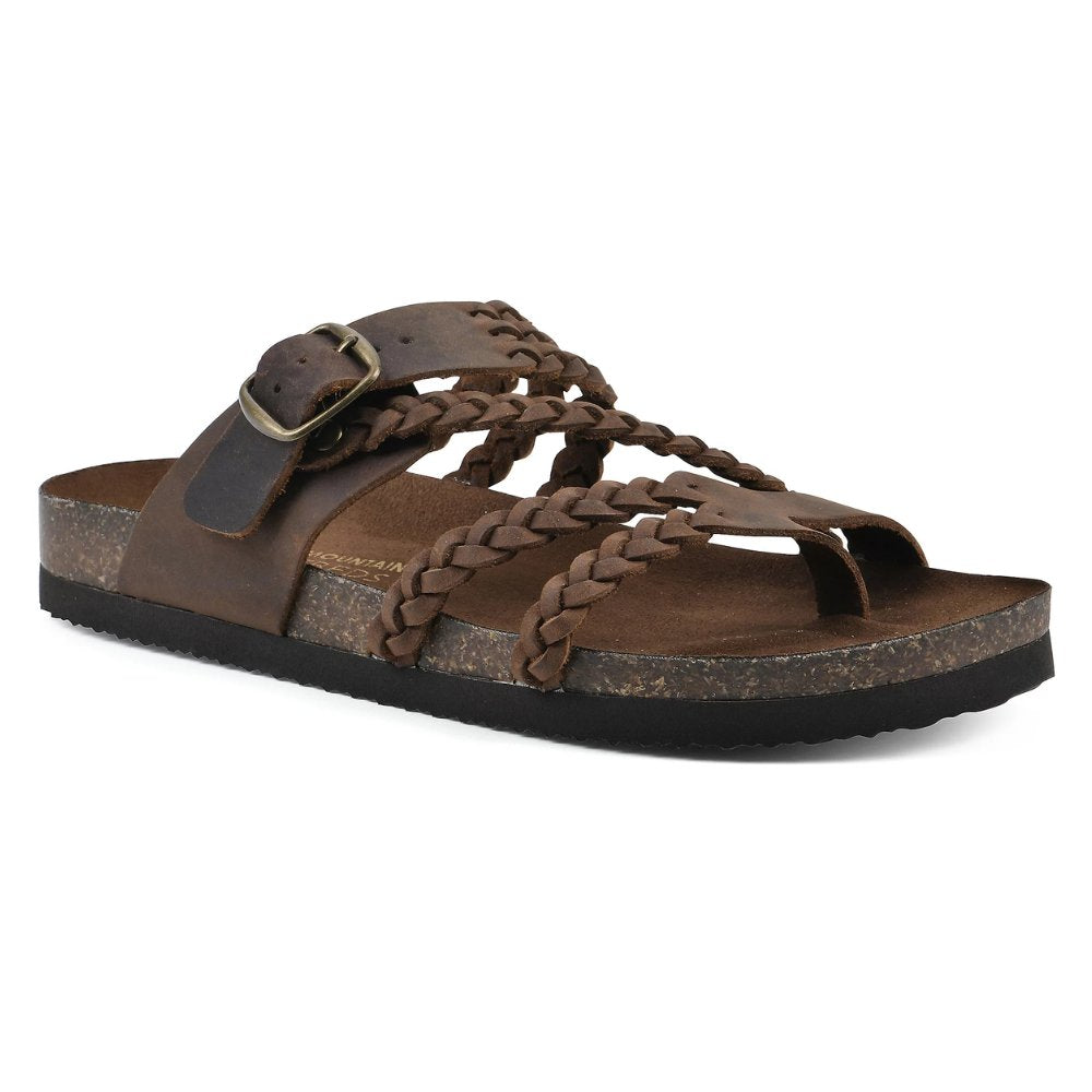 Women's Braided Strap Buckle Sandals Cork Sole - Khaki