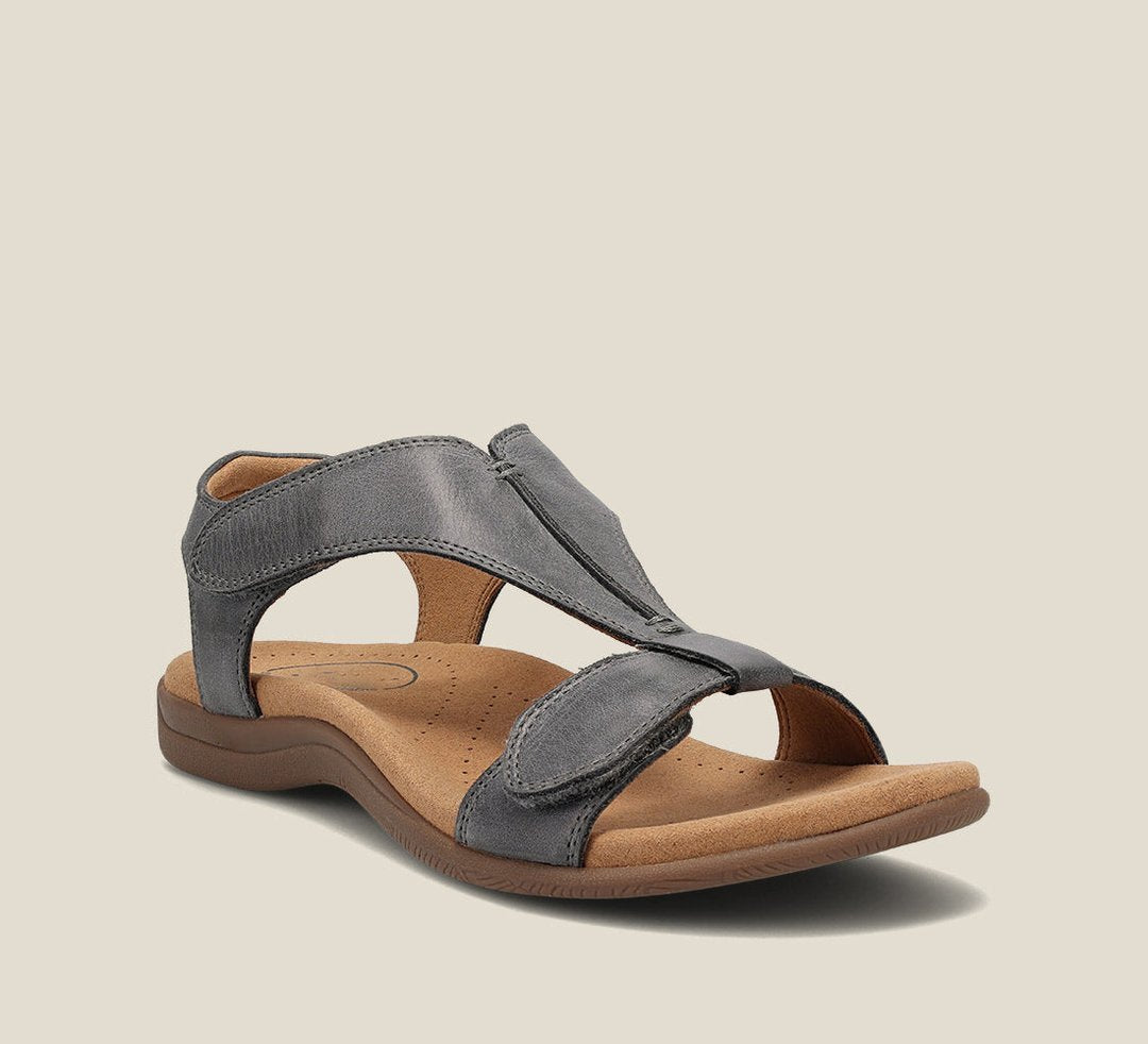 Women's Open Toe Sandals Adjustable Straps Comfort Footbed - Grey