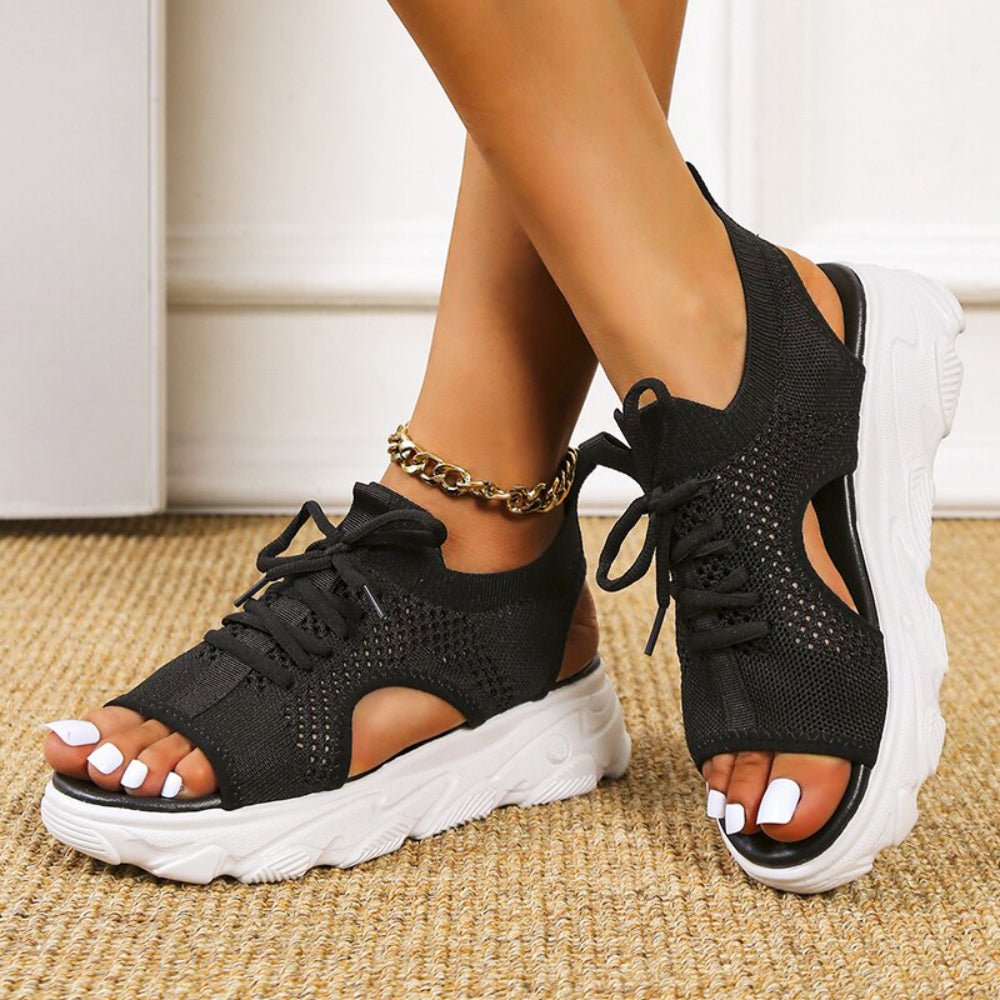 Camila | Women's Orthopedic Platform Sandals Lace-Up Knit