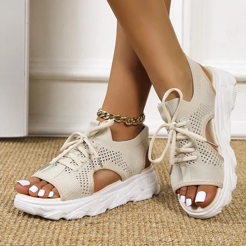 Camila | Women's Orthopedic Platform Sandals Lace-Up Knit