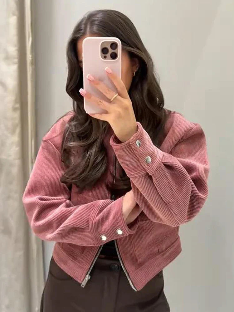 Adrian | Women's Cropped Zip Up Bomber Jacket