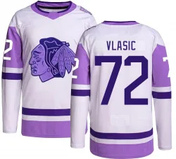 Men's Alex Vlasic Chicago Blackhawks Hockey Fights Cancer Jersey - Black Authentic