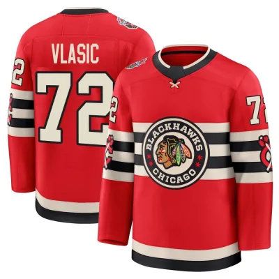 Men's Alex Vlasic Chicago Blackhawks Red 2025 Winter Classic Jersey - Black Premium