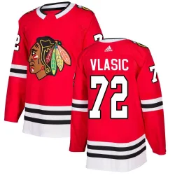 Men's Alex Vlasic Chicago Blackhawks Red Home Jersey - Black Authentic