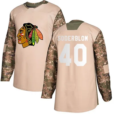 Men's Arvid Soderblom Chicago Blackhawks Camo Veterans Day Practice Jersey - Black Authentic