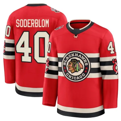 Men's Arvid Soderblom Chicago Blackhawks Red 2025 Winter Classic Jersey - Black Premium