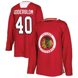 Men's Arvid Soderblom Chicago Blackhawks Red Home Practice Jersey - Black Authentic