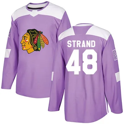 Men's Austin Strand Chicago Blackhawks Fights Cancer Practice Jersey - Purple Authentic