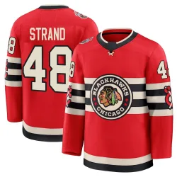 Men's Austin Strand Chicago Blackhawks Red 2025 Winter Classic Jersey - Black Premium