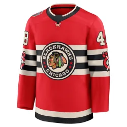 Men's Austin Strand Chicago Blackhawks Red 2025 Winter Classic Jersey - Black Premium