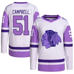 Men's Brian Campbell Chicago Blackhawks Hockey Fights Cancer Primegreen Jersey - White/Purple Authentic