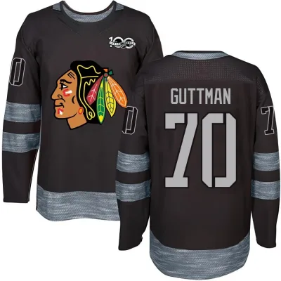 Men's Cole Guttman Chicago Blackhawks 1917-2017 100th Anniversary Jersey - Black Authentic