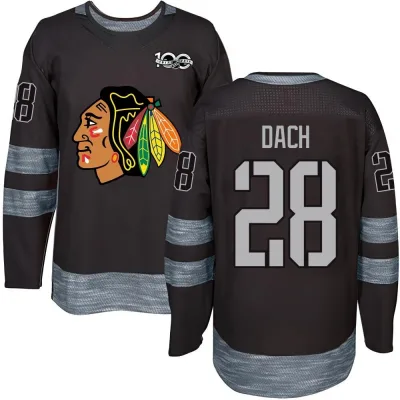 Men's Colton Dach Chicago Blackhawks 1917-2017 100th Anniversary Jersey - Black Authentic