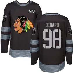 Men's Connor Bedard Chicago Blackhawks 1917-2017 100th Anniversary Jersey - Black Authentic