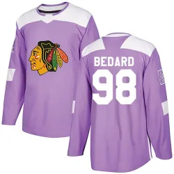 Men's Connor Bedard Chicago Blackhawks Fights Cancer Practice Jersey - Purple Authentic