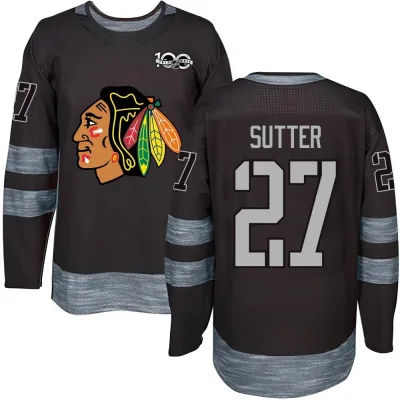 Men's Darryl Sutter Chicago Blackhawks 1917-2017 100th Anniversary Jersey - Black Authentic