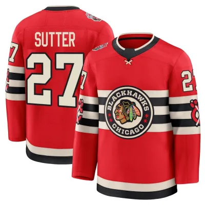 Men's Darryl Sutter Chicago Blackhawks Red 2025 Winter Classic Jersey - Black Premium