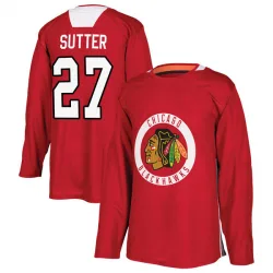 Men's Darryl Sutter Chicago Blackhawks Red Home Practice Jersey - Black Authentic