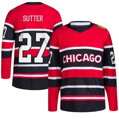 Men's Darryl Sutter Chicago Blackhawks Red Reverse Retro 2.0 Jersey - Black Authentic