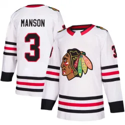 Men's Dave Manson Chicago Blackhawks Away Jersey - White Authentic