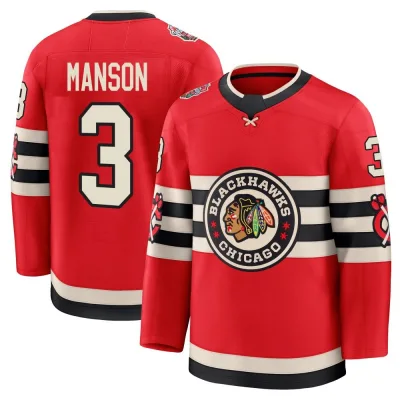 Men's Dave Manson Chicago Blackhawks Red 2025 Winter Classic Jersey - Black Premium