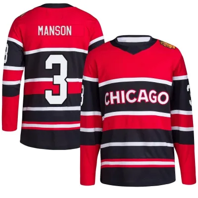 Men's Dave Manson Chicago Blackhawks Red Reverse Retro 2.0 Jersey - Black Authentic