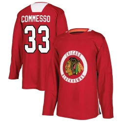 Men's Drew Commesso Chicago Blackhawks Red Home Practice Jersey - Black Authentic