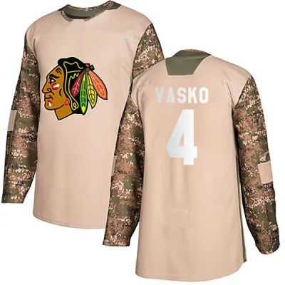 Men's Elmer Vasko Chicago Blackhawks Camo Veterans Day Practice Jersey - Black Authentic