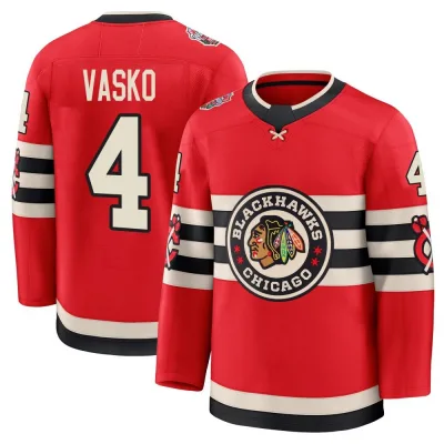 Men's Elmer Vasko Chicago Blackhawks Red 2025 Winter Classic Jersey - Black Premium