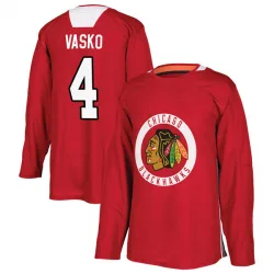 Men's Elmer Vasko Chicago Blackhawks Red Home Practice Jersey - Black Authentic