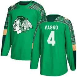 Men's Elmer Vasko Chicago Blackhawks St. Patrick's Day Practice Jersey - Green Authentic