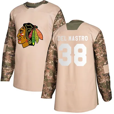 Men's Ethan Del Mastro Chicago Blackhawks Camo Veterans Day Practice Jersey - Black Authentic