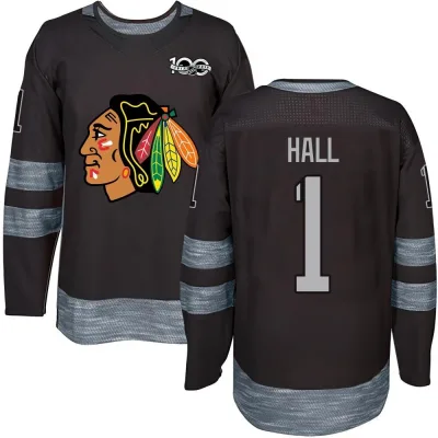 Men's Glenn Hall Chicago Blackhawks 1917-2017 100th Anniversary Jersey - Black Authentic