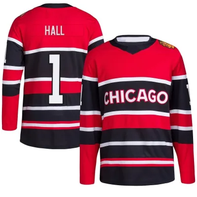 Men's Glenn Hall Chicago Blackhawks Red Reverse Retro 2.0 Jersey - Black Authentic