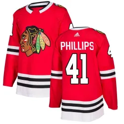 Men's Isaak Phillips Chicago Blackhawks Red Home Jersey - Black Authentic