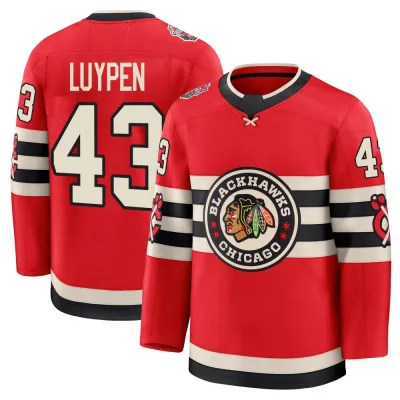 Men's Jalen Luypen Chicago Blackhawks Red 2025 Winter Classic Jersey - Black Premium