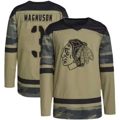 Men's Keith Magnuson Chicago Blackhawks Camo Military Appreciation Practice Jersey - Black Authentic