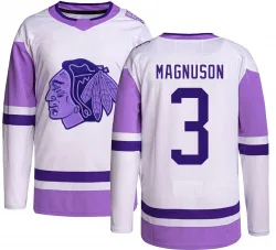 Men's Keith Magnuson Chicago Blackhawks Hockey Fights Cancer Jersey - Black Authentic