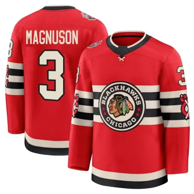 Men's Keith Magnuson Chicago Blackhawks Red 2025 Winter Classic Jersey - Black Premium