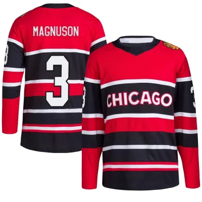 Men's Keith Magnuson Chicago Blackhawks Red Reverse Retro 2.0 Jersey - Black Authentic