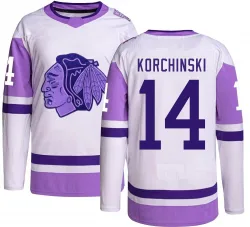 Men's Kevin Korchinski Chicago Blackhawks Hockey Fights Cancer Jersey - Black Authentic