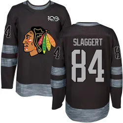 Men's Landon Slaggert Chicago Blackhawks 1917-2017 100th Anniversary Jersey - Black Authentic