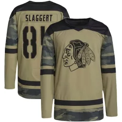 Men's Landon Slaggert Chicago Blackhawks Camo Military Appreciation Practice Jersey - Black Authentic