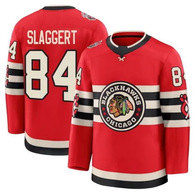 Men's Landon Slaggert Chicago Blackhawks Red 2025 Winter Classic Jersey - Black Premium