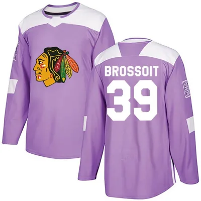 Men's Laurent Brossoit Chicago Blackhawks Fights Cancer Practice Jersey - Purple Authentic