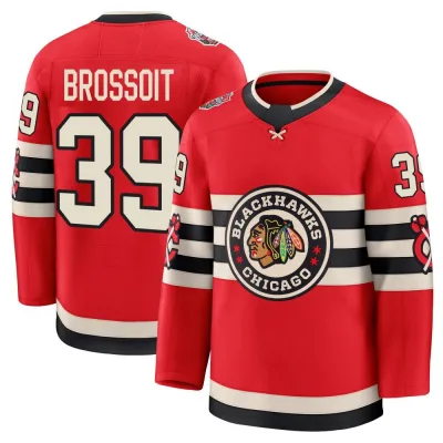 Men's Laurent Brossoit Chicago Blackhawks Red 2025 Winter Classic Jersey - Black Premium